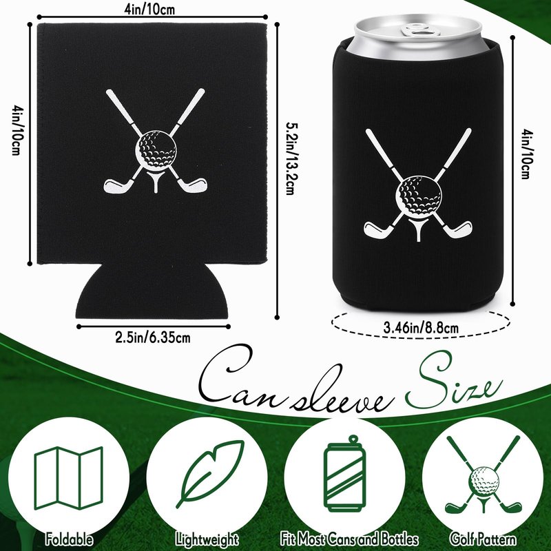 Reallnaive Golf Cart Cooler Bag Insulated with 6 Beer Can Sleeves 24 Can Large Foldable Leakproof Soft Cooler Bag with Bottle Opener Ice Cooling Holds for Golf Cart (Black)