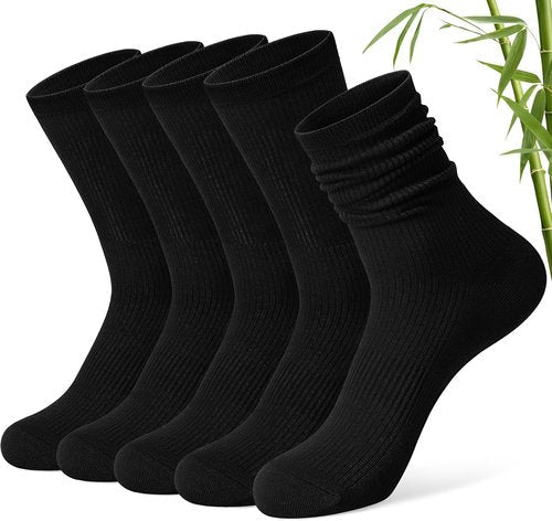 FITRELL Women's Bamboo Rayon Dress Socks - Thin, Breathable Calf Crew | 5 Pairs for Casual Wear