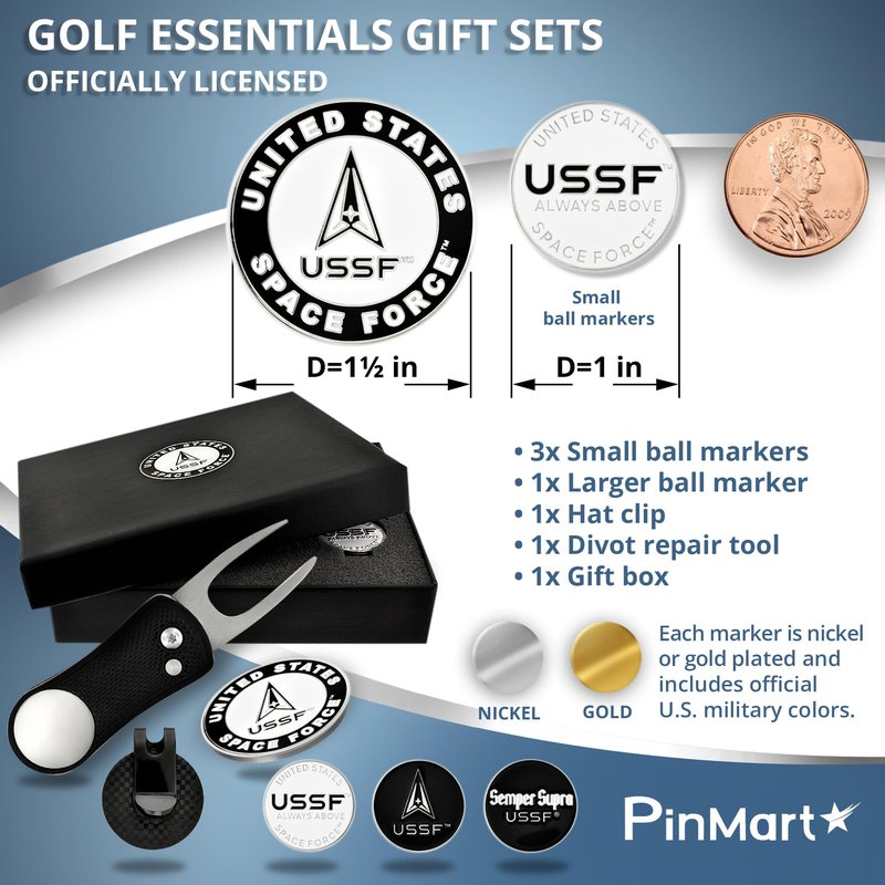 PinMart's Officially Licensed Navy Golf Essentials Gift Set, Divot Tool, Hat Clip, Magnetic Ball Markers, Large Golf Ball Marker with Presentation Box - Gifts and Accessories