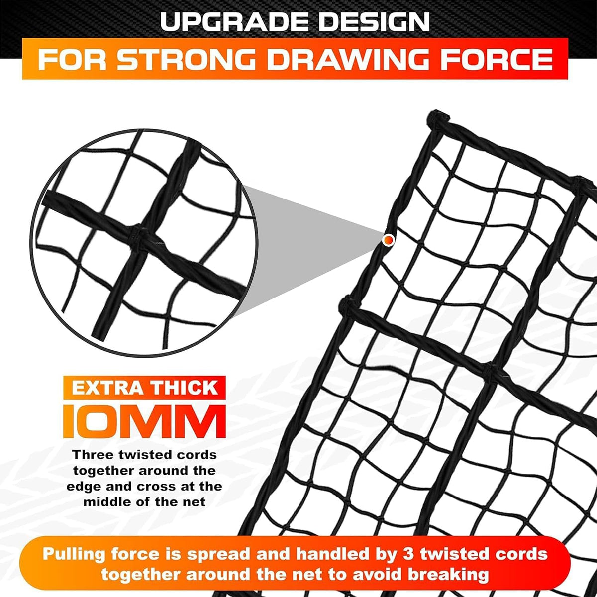 5'x7' Cargo Net Pickup Truck Bed Stretch to 10'x14' Heavy-Duty 10mm Bed Net