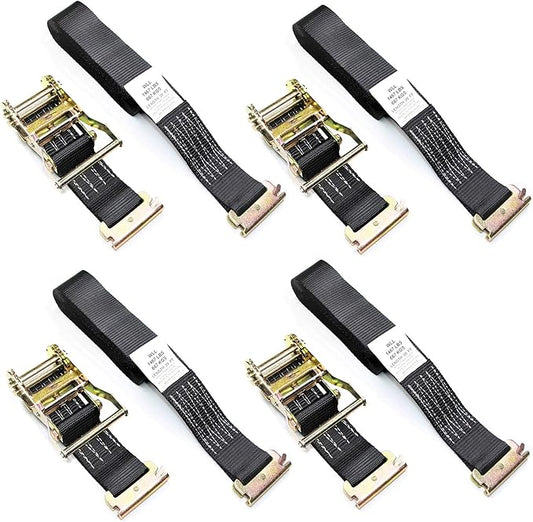 (Pack of 4) 2 Inch x 20 Feet E Track Fitting Ratchet Tie Down Strap