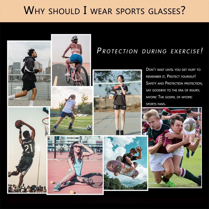 SooGree Sports Glasses, Basketball Football Soccer Racketball Goggles for Men & Women, Anti-Fog Safety Protective Eyewear （Grey frame Grey pads