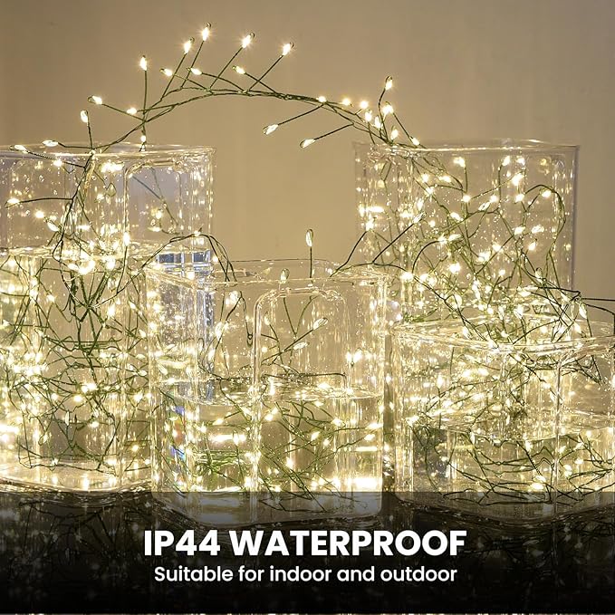 Fairy Lights Plug in, Dailyart 3000 Led Cluster Lights with Timer 195Ft Waterproof Warm Twinkle String Light with Remote for Bedroom Wreath Garland Window Wedding Christmas Tree Decoration, Green Wire