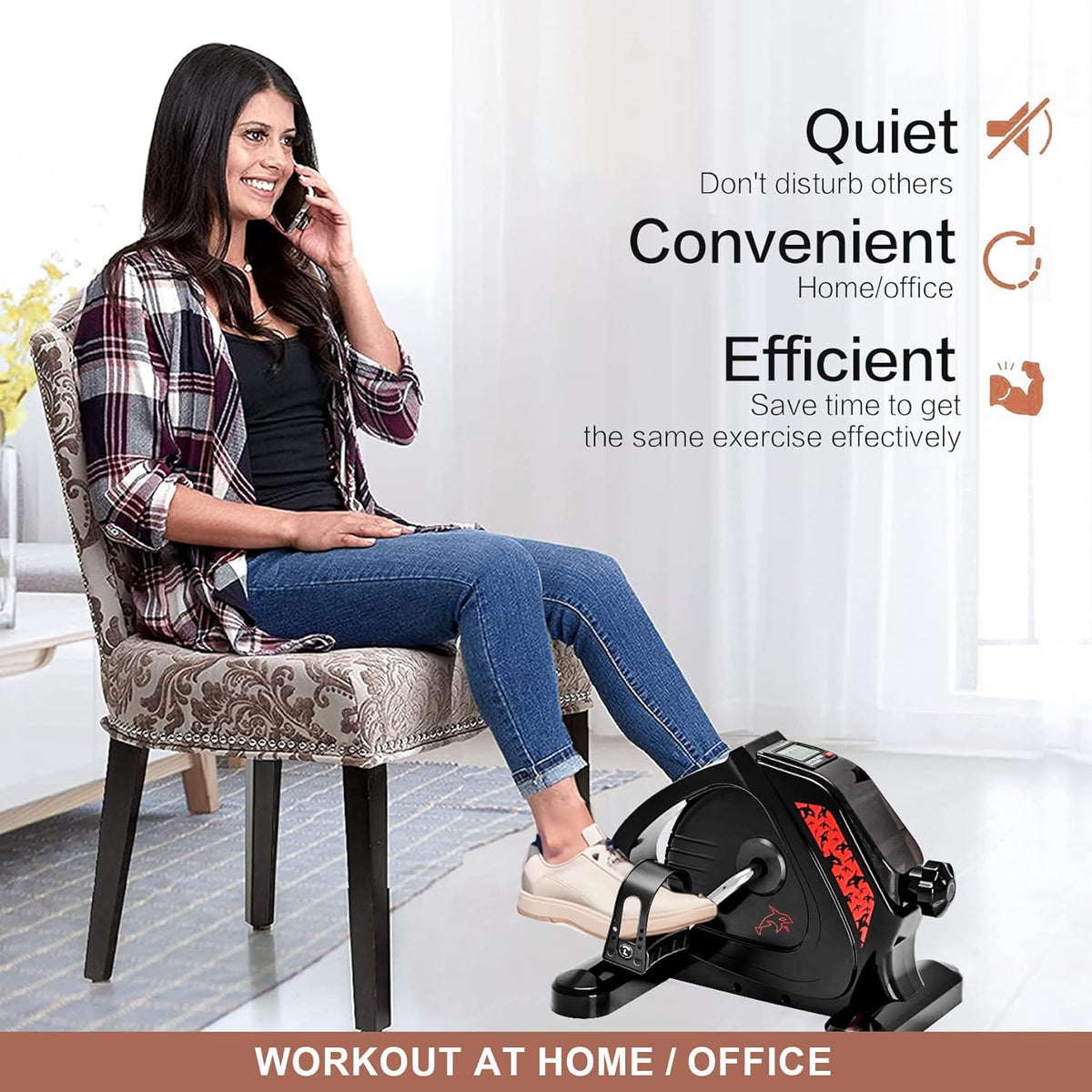 Skiennix Upgraded Pedal Exerciser - Heavy-Duty Under Desk Bike with LCD Display | Mini Stationary Bike for Home Office Workout