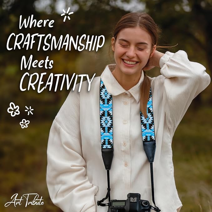 Art Tribute Camera Strap For Photographers Padded Universal Fit Neck Shoulder &