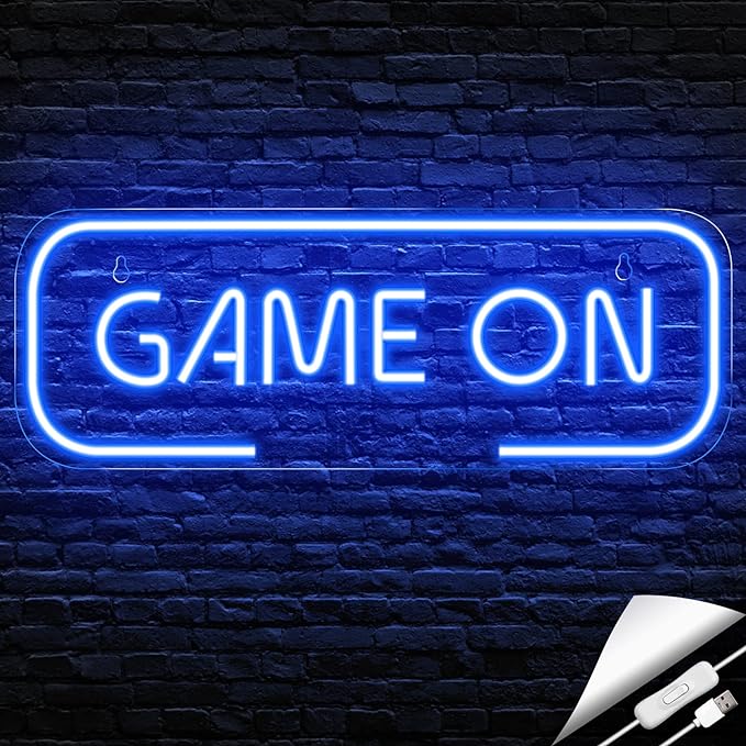 Kavaas Gaming Neon Sign, Game On Neon Sign
