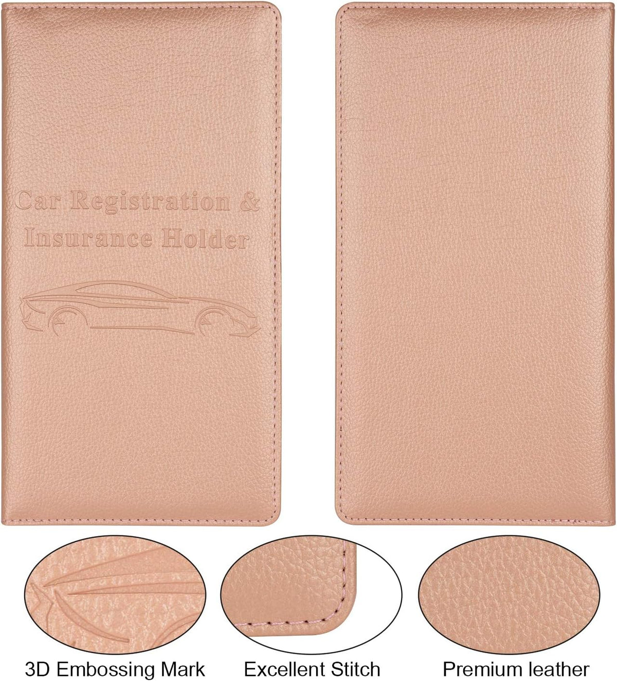 Car Registration and Insurance Holder, Glove Box Organizer, Rose Gold