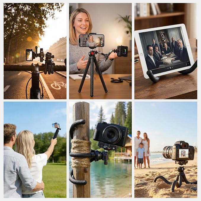 NEEWER Flexible Phone Tripod, Small Mini Camera Webcam Desk Stand, Phone Holder