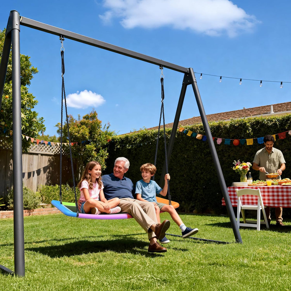 Trekassy 60" Skycurve Platform Tree Swing - 700lb Capacity for Kids & Adults | Rainbow Design