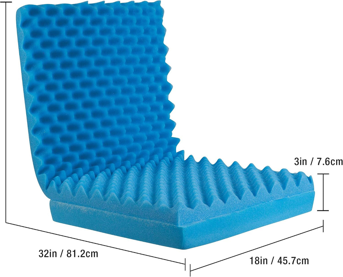 DMI Egg Crate Sculpted Foam Chair Cushion, Seat Cushion, Car Seat Cushion, Office Chair Cushion Relieves Back Pain, Tail Bone Pain, Sciatica, 32 X 18 X 3 inches, Full Back,1 Count