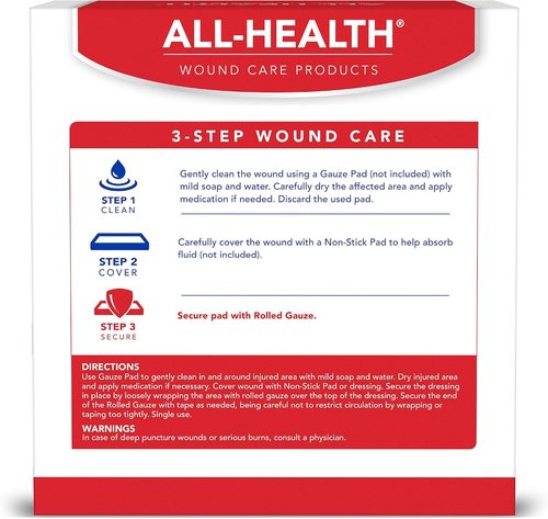 All Health Rolled Gauze Pads - 3" X 2.5 Yds for Wound Care | 10 Count, White