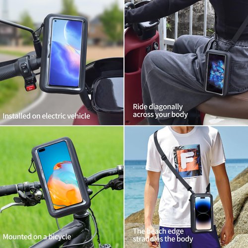 ILLINOS Mountain Bike Bag, with Lanyard Removable and Mobile Phone Holder, Bag for Bike Can Be Carried Crossbody for All Models of Mobile Phones Bicycle Bags, Suitable for Bicycles and Motorcycles