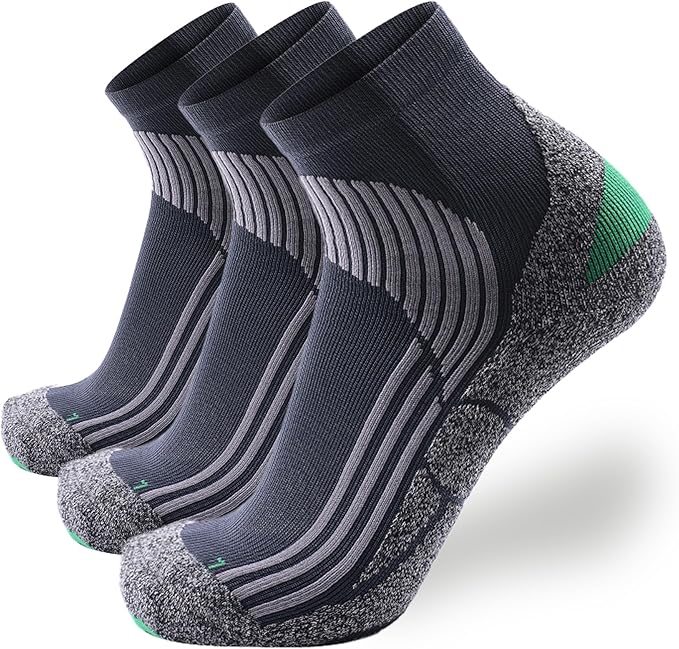 Tactia Full Cushion Compression Socks Men, Coolmax No-Blister Wicking Padded Heel, Quarter Socks for Tennis Golf Hiking Work