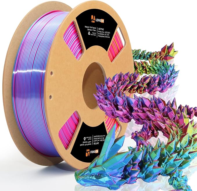LOVOON PLA 3D Printing Filament 1.75MM Tricolor Change by Angle Filament PLA
