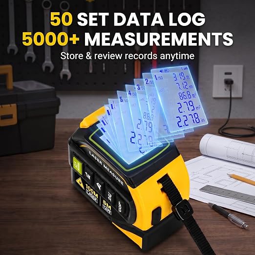 4-in-1 Digital Laser Tape Measure, 16FT Tape, 328FT Distance Meter | 33FT