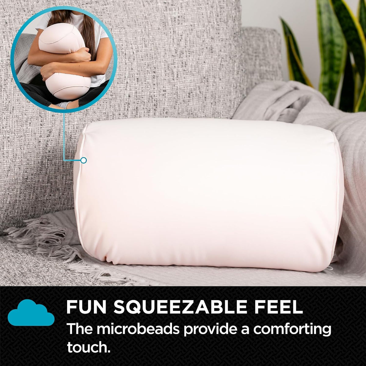 Brookstone Squishy FOM Cushion Pillow - The Original Stretchy, Comfy, Colorful Pillow for Neck, Lumbar Support, and Bed - for Sleeping, Car, Travel - Small Pillow, Apricot, 12 x 7 Inches