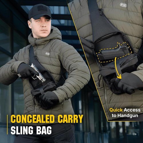 M-Tac CCW Sling Bag EDC Bundle - Tactical Crossbody Concealed Carry Chest Pack with Grip Zipper Pulls (3-Pack)