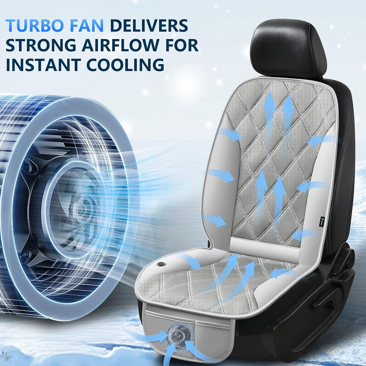 FLORICH Cooling Car Seat Cushion Ventilated Car Seat Cover with 3-Speed Adjustable Universal Fit for 12V/24V Car SUV Truck Van for Summer, Gray