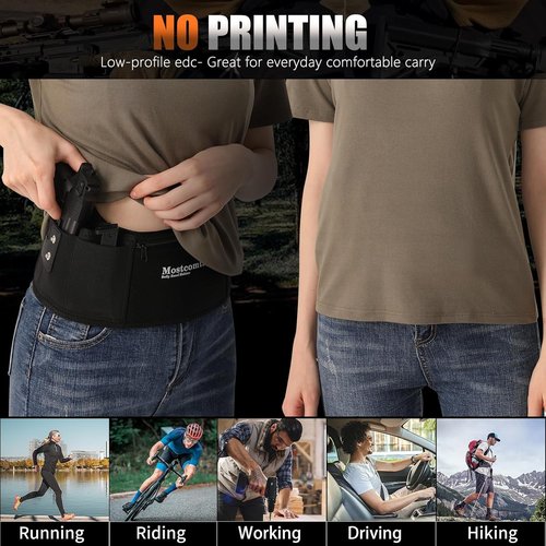 Mostcomtac Belly Band Holster - Comfortable & Breathable Neoprene Waistband for Glock, Taurus, Ruger & More