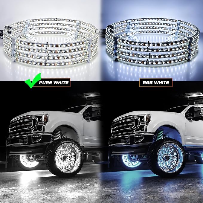 Nilight 4PCS 17inch Double Row LED Wheel Ring Lights Pure White