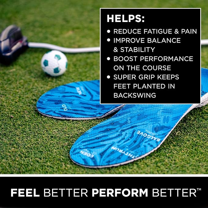 currex GolfPro Insoles for Golf Shoes – Arch Support Inserts to Improve Balance, Stability, Comfort & Performance, Help with Foot & Heel Pain Relief – for Men & Women – Medium Arch, XS