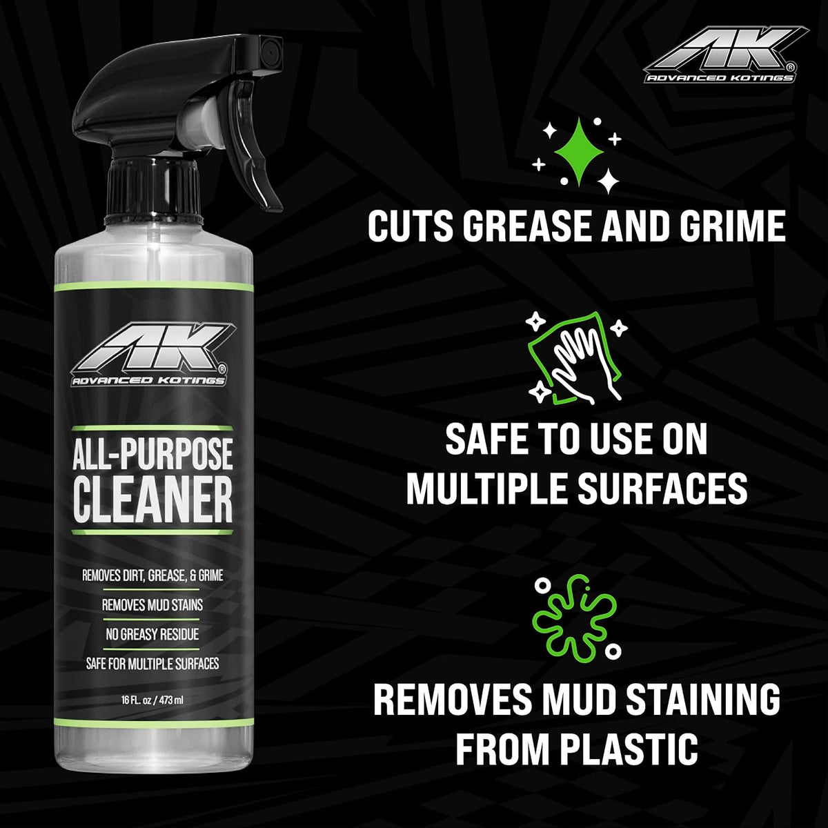 Advanced Kotings All Purpose Cleaner | Interior or Exterior Spray for Cars, ATVs, UTVs, Dirt Bikes, Motorcycles and More | Removes Dirt, Oil, Grime and Shines Surfaces | 16 fl oz Spray - 2 Pack
