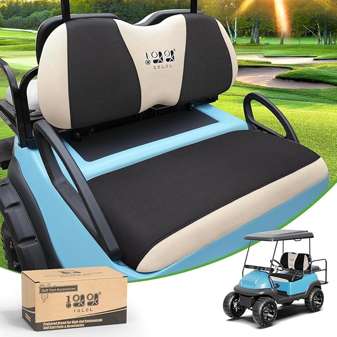 10L0L Golf Cart Seat Covers Universal for Yamaha G29 Drive2 Club Car DS Precedent Tempo Standard Front Seats, Breathable Mesh Bench Seat Cover, No Drilling Seat Cushion - All-Season Comfort
