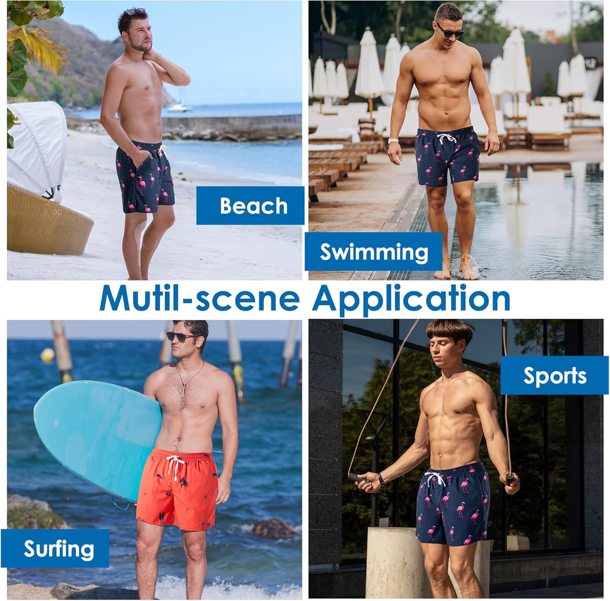 XOMZG Men's Swim Trunks - Quick-Dry Beach Shorts with Mesh Lining and Pockets | Hawaiian Print