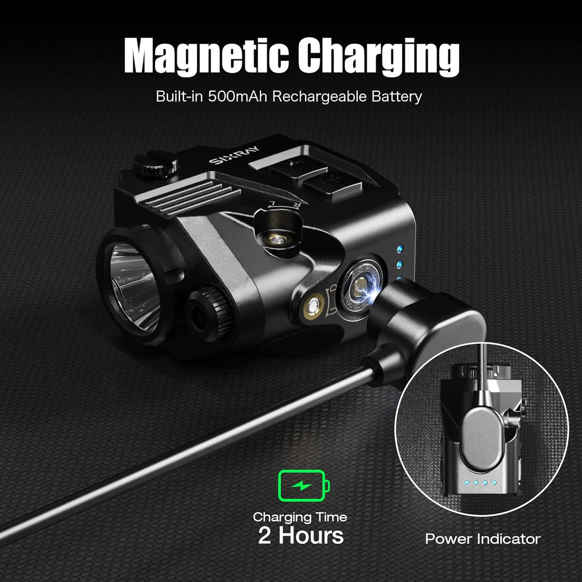 SIXRAY Pistol Light Laser Sight - 420 Lumens LED with Magnetic Charging & Quick Release | Airsoft Compatible