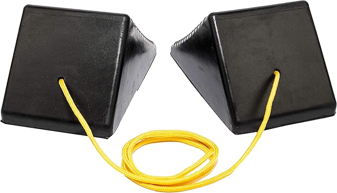 MaxxHaul 50012 Rubber Wheel Chock With Rope - 8" x 5" x 4" - 2 pack,