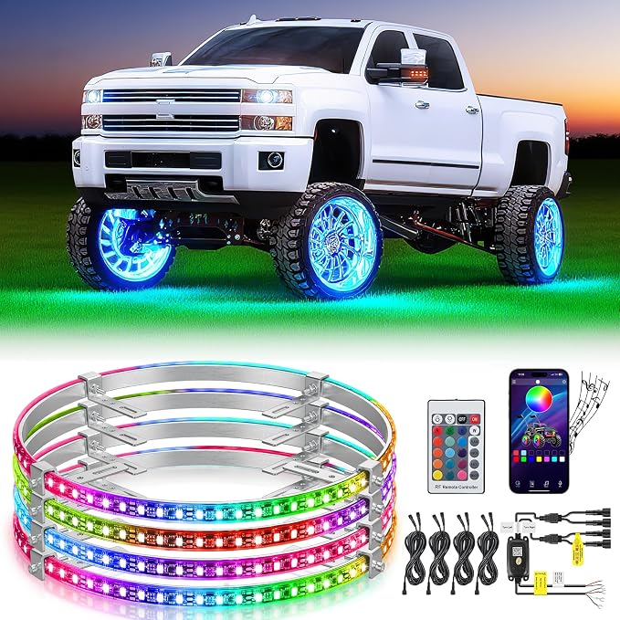 Nilight 4PCS 15.5inch LED Wheel Ring Lights RGB