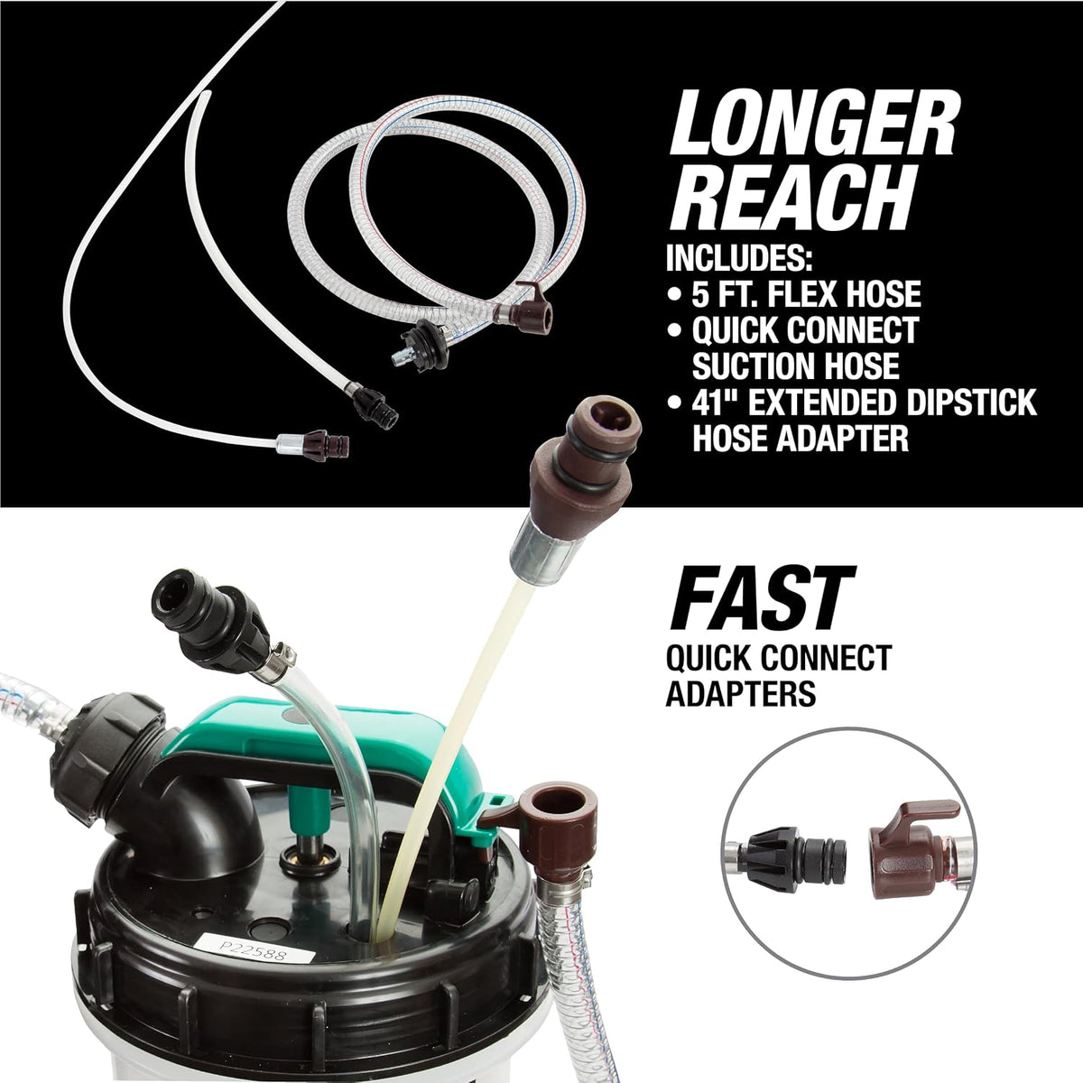 OEMTOOLS Pneumatic/Manual Fluid Extractor, 6L Oil Extractor Pump, 5ft Hose