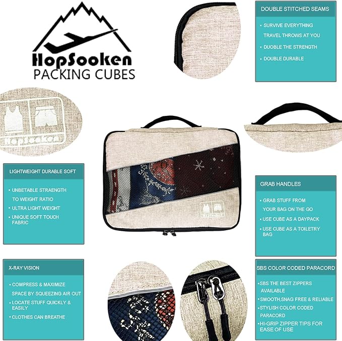 5 Set Packing Cubes for Travel Large Suitcase Luggage Organizer Bags Travel Accessories Vacation 4 Cubes 1 Laundry Pouch Bag