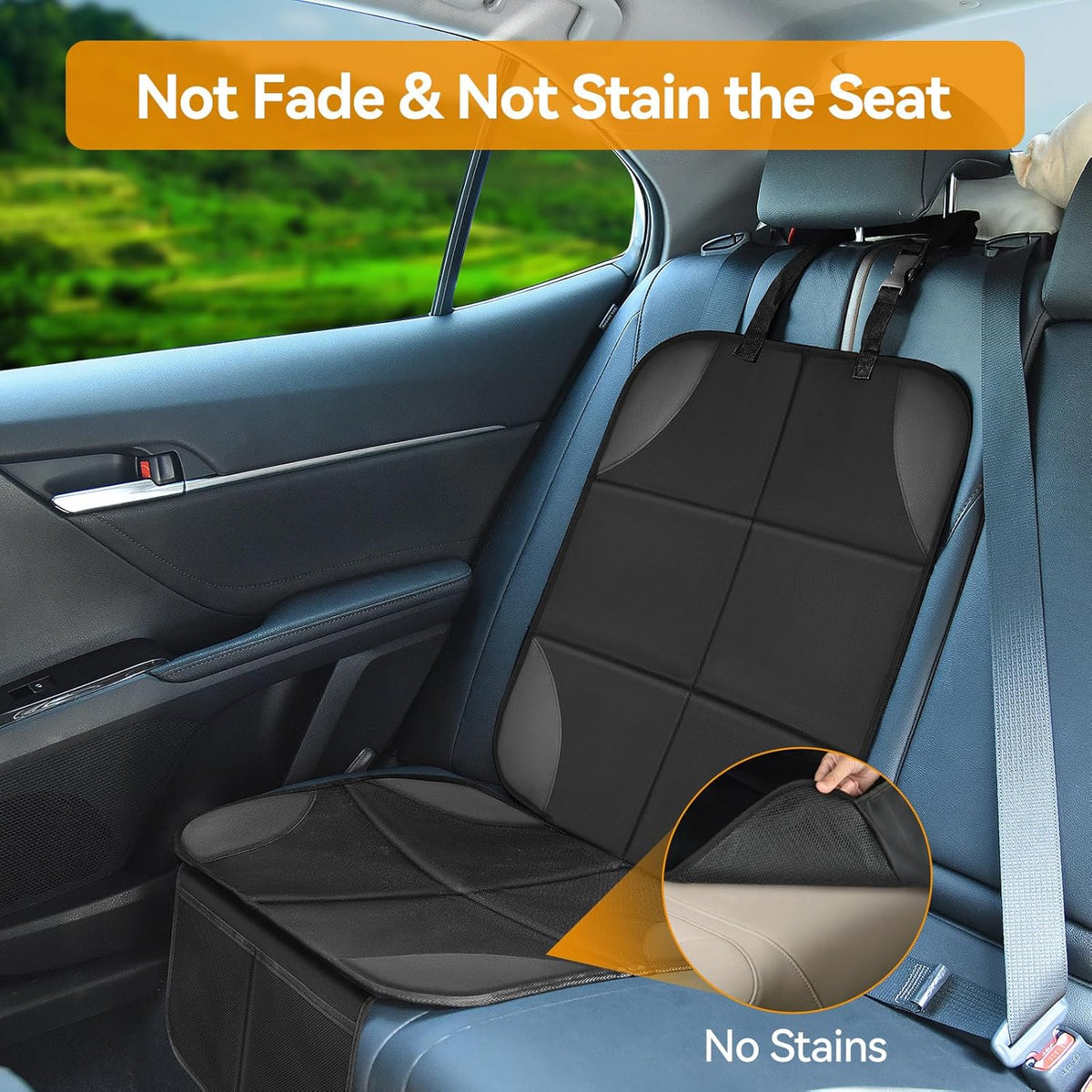 Musclez Car Seat Protectors Carseat Covers, Non-Slip Backing Black, 2pcs