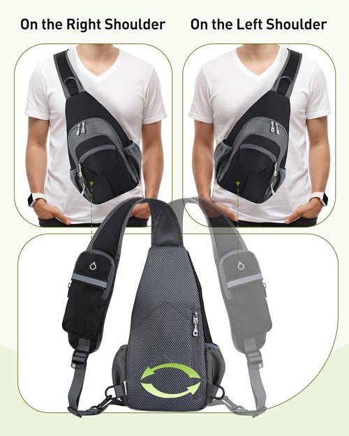 AGPTEK Lightweight Sling Bag - Compact Crossbody Daypack with Water Bottle Holder | Grey EDC Bag for Outdoor Travel