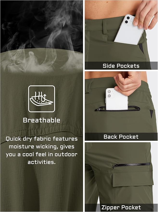 TACVASEN Men's Summer Outdoor Shorts Quick Dry Cargo Casual Work Hiking Shorts (NO Belt)