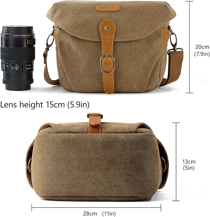 BAGSMART Camera Bag, SLR DSLR Canvas Crossbody Camera Case, Compact Camera