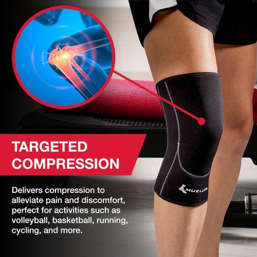 MUELLER Sports Medicine Closed Patella Knee Sleeve, Knee Pain Relief Support for Men and Women, Ideal for Arthritis, Sprains, Black, Large