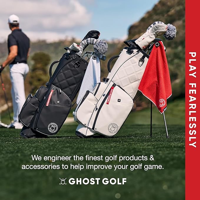 Ghost Golf Magnetic Towel (Greenside) - Premium Ultra-Absorbent Microfiber Golf Towel with Magnet for Golf Carts or Clubs - 18" x 18" Golfing Gear - Waffle Weave Pattern (Red)