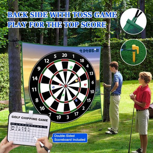 Golf Chipping Game with Hitting Mat, 70"x70" Double Sided Golf Practice Mat Kits with 20 Sticky Balls, Indoor Outdoor Golf Training Accessories for Adult Family Yard Game (No Club)