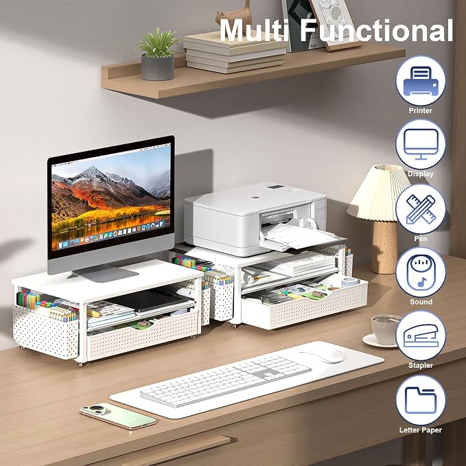 Spacrea Desk Organizer and Accessories, Computer Monitor Stand Riser