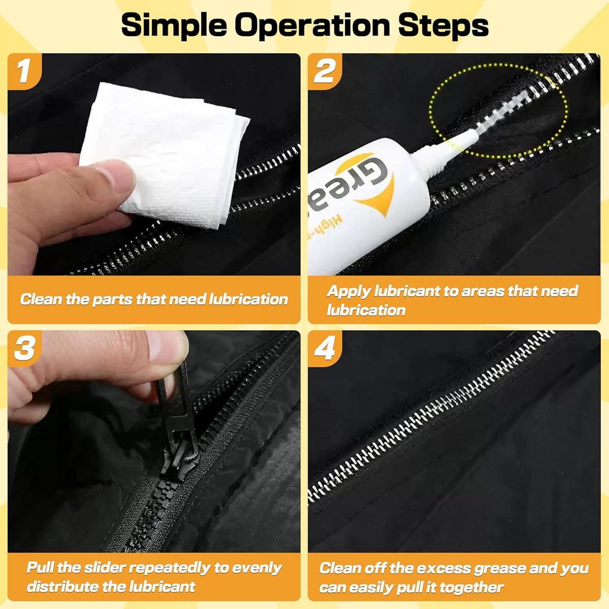 Zipper Lubricant by Skiennix - 5 Pack Instant Waterproof Zip Grease for Metal & Plastic