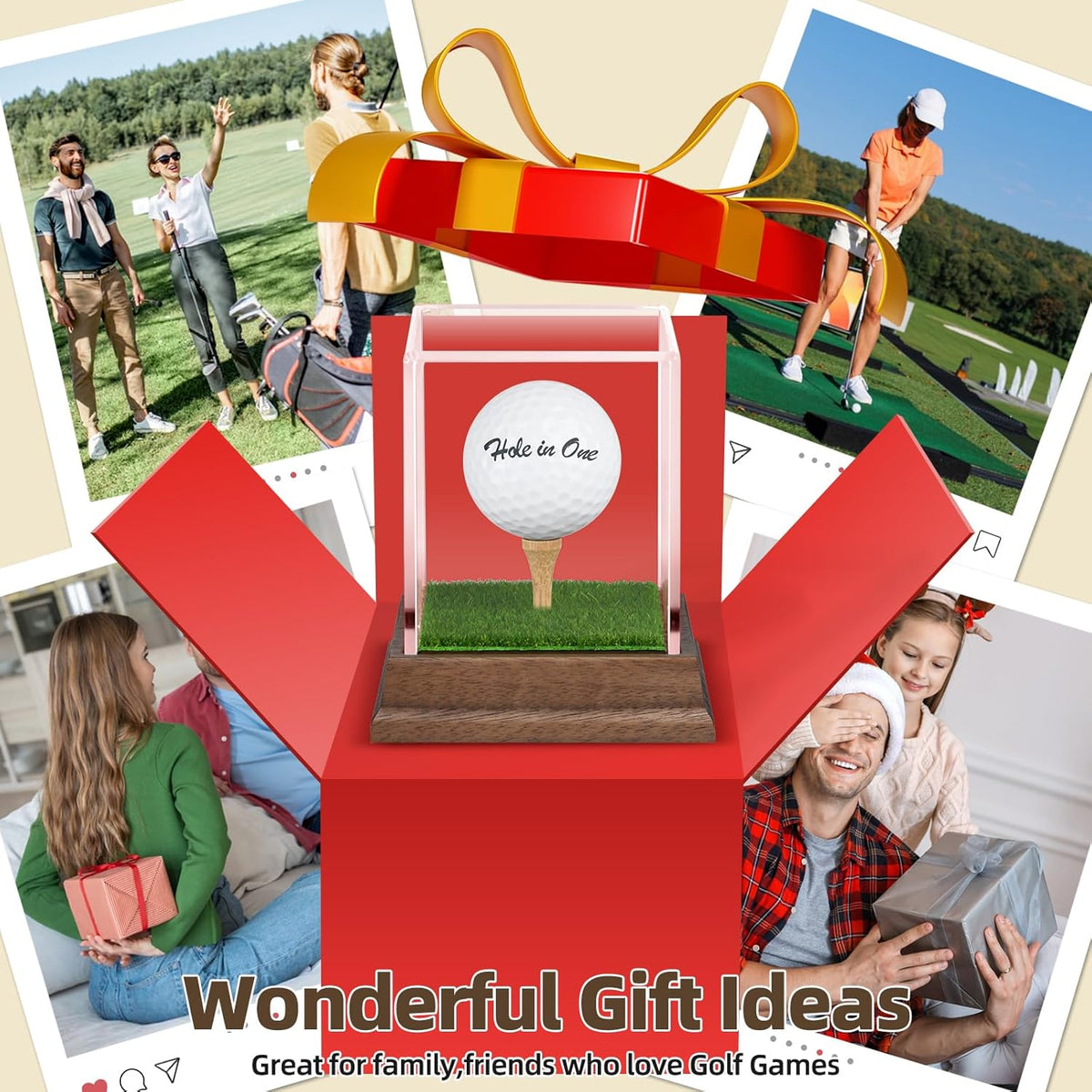 Wanult Golf Ball Display Case - Premium Acrylic Holder with Wood Base & Lifelike Turf | Perfect for Memorabilia