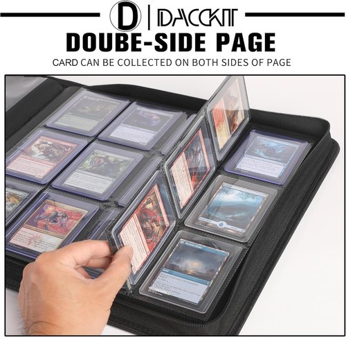 D DACCKIT Top Loader Binder - 12 Pocket Design for 480 Cards | Bright Orange, Compatible with 3" x 4" Rigid Holders
