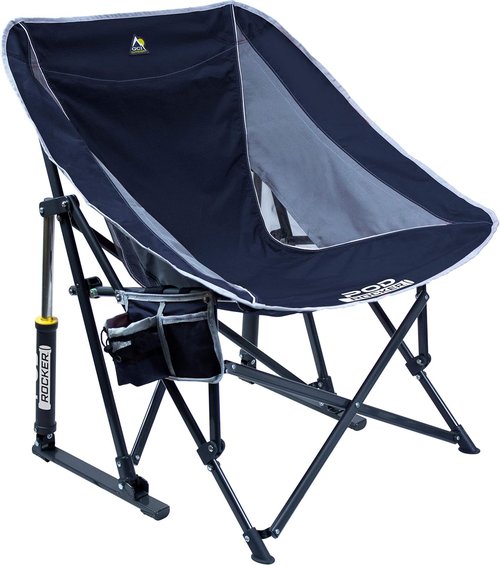 GCI Outdoor Pod Rocker - Collapsible Rocking Chair for Camping | Indigo Blue Comfort