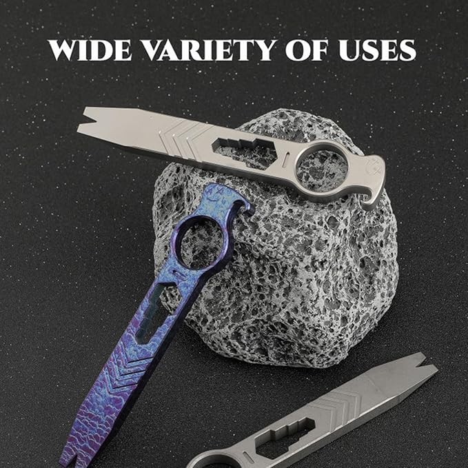 Titanium Pry Bar Bottle Opener, 5.51" Multi Tool Crowbar with Multi-size Wrench/Screwdriver/Nail Puller Function QG002