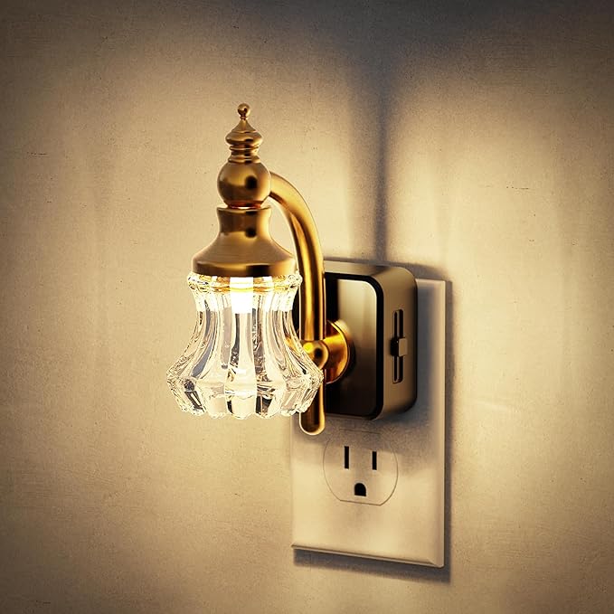 JandCase Night Light, Night Lights Plug into Wall, Glass Flower LED Nightlight
