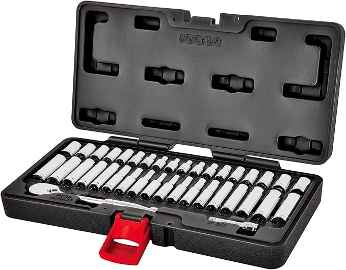 Powerbuilt 642450 38 Piece 1/4-inch Drive Mechanics Tool Set - with SAE and Metric Socket Set, 72 Tooth Seal-Head Ratchet, Automotive Tool Kit, including Case