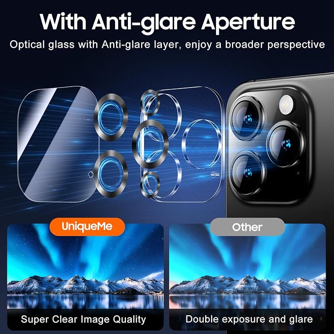 UniqueMe for 3 Pack iPhone 16 Pro/iPhone 16 Pro Max Camera Lens Protector