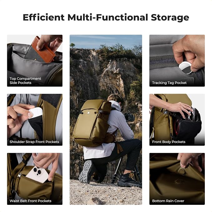 K&F CONCEPT Camera Backpack, 30L Large Capacity Camera Bag, Waterproof DSLR